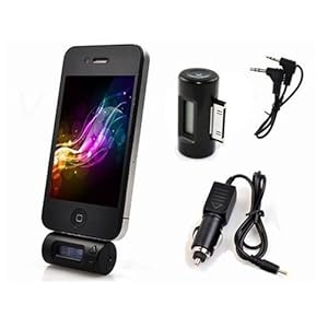 LCD FM TRANSMITTER FOR iPHONE 3G 3GS 4 IPOD CAR CHARGER Black