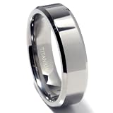 Titanium 7mm Beveled Edge Wedding Band Ring Sz 7.5 SN#797