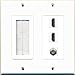 RiteAV Brush Mesh 2 HDMI Coax Cable TV Wall Plate White