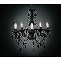 5 Arm Light Black Chandelier With Drop Beads