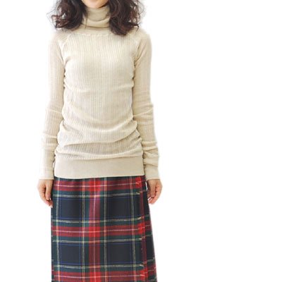 tumugu (ツムグ) ランダムリブニットロングタートル TK9408