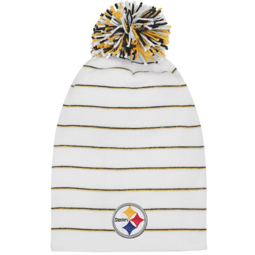 Pittsburgh Steelers Women's White Long Pom Knit Hat