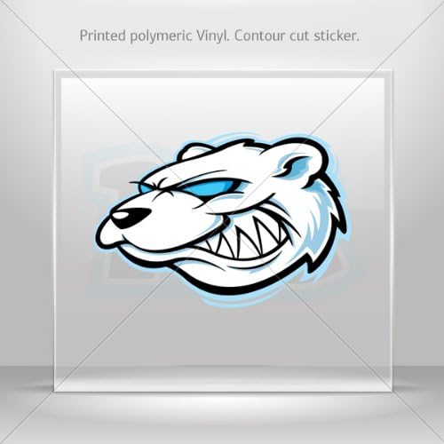 Sticker Decals Polar Bear Head car helmet window Boat jet-ski Garage door 6 X 4.1 Inches Vinyl color print 0600 XR938