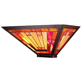 Dale Tiffany 6066/1LTB Mission Wall Sconce Light, White and Art Glass Shade