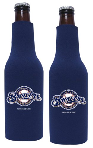 Milwaukee Brewers Beer Bottle Koozie | Brewers Neoprene Bottle Suit with Zipper - Set of 2