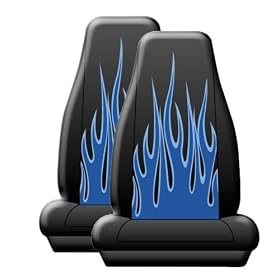 A Set Of 2 Universal-Fit Front Bucket Seat Cover - Fire Blue Flame