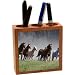 Rikki KnightTM Wild Galloping Horses in Field 5 Inch Tile Maple Finished Wooden Tile Pen Holder - Pencil Stationery Holder - Desktop Accessory - Unisex - Ideal Gift for all occassions!