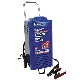 Associated Equipment 6001A 6/12V 100/75 Amp Continuous Charge 375 Amp Cranking Assist Charger with Wheels