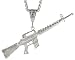 Sterling Silver 7/8 (22 mm) Diamond Cut M-16 Rifle Pendant