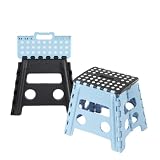 Kennedy Home Collection 3576 Fold Away Step Stool, Aqua and Black, 13-Inch