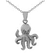 High Polished Sterling Silver Octopus Pendant