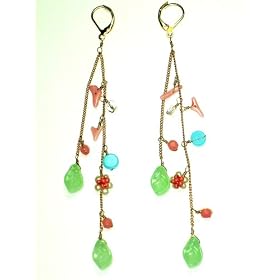 Lydell NYC Coral and Turquoise Earrings