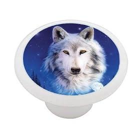 Artic Wolf Decorative High Gloss Ceramic Drawer Knob