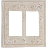 Amertac 8349RRA 2 Rocker GFCI Faux Stone Almond Wallplate, Cr&egrave;me