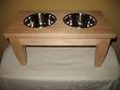Dog Bowls- - Elevated Double Diner - Solid Hardwood with One-Quart Stainless Bowls