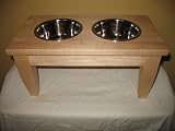 Dog Bowls- - Elevated Double Diner - Solid Hardwood with One-Quart Stainless Bowls