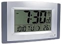 Acctim Stratus radio controlled wall clock with large LCD display showing time, calendar, indoor temperature and moonphase, EACH