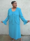 Plus Size 2pc Striated Knit Dress and Jacket Suit