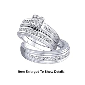 Stunning 3 Pc. Solid Gold 1 2 CTW. Genuine Diamond Bridal Set For Him and Her by JSJ