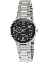 Casio Womens LTP1319D-1AV Silver Stainless-Steel Quartz Watch with Black Dial