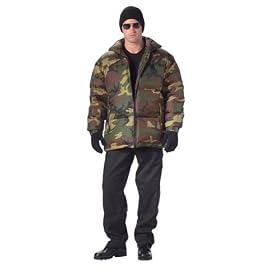 Woodland Camouflage Nylon Down Jacket by Galaxy Army Navy