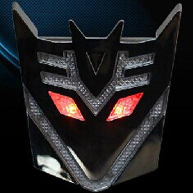 Car Motorcycle LED Solar Flash Strobe Light Transformer LED Flashing Lights Sticker Warning Light Decorative Logo (Decepticons)