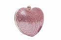 Damen Clutch / Abendtasche, Metall-Mesh, Rosa, Herz-Form