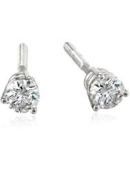 Platinum Round Basket Setting Three-Prong Diamond Stud Earrings (1/3 cttw, G-H Color, VS1-VS2 Clarity)