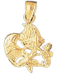 Dazzlers Solid 14 karats Gold Angelfish Goldfish Charm Pendant available in three colors from jewelsberry (weights: 1.6 grams only)