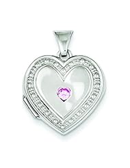 Sterling Silver Pink CZ Heart Locket Jewelry 23mm
