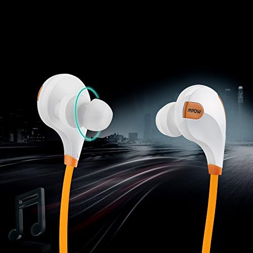 Mpow Swift Bluetooth 4.0 Wireless Sport Headphones Sweatproof Running Gym Exercise Bluetooth Stereo Earbuds Earphones Car Hands-free Calling Headsets with Microphone and High-fidelity Stereo Sound via apt-X for iPhone 6 6 plus 5S 4S Galaxy S6 S5 and iOS android Smartphones (Orange)