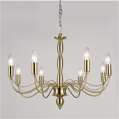 Charleston Eight Light Chandelier in Antique Brass
