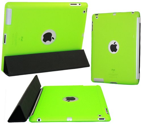 iTALKonline Progel GREEN mit Ausschnitt für Apple-Logo Rückseite Tough TPU Case / Schale für Apple iPad 2 der 2. Generation (Wi-Fi und Wi-Fi + 3G) 16GB 32GB 64GB arbeitet mit Original Apple iPad 2 Smart Cover