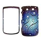 Premium - AT&T BLACKBERRY TORCH 9800 BLUE STAR SWIRLS COVER CASE - Faceplat ....