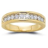 10k Choice of White or Yellow Gold Round Diamond Channel Set Band (1/4 cttw, I-J Color, I2-I3 Clarity)