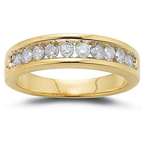 10k Choice of White or Yellow Gold Round Diamond Channel Set Band
