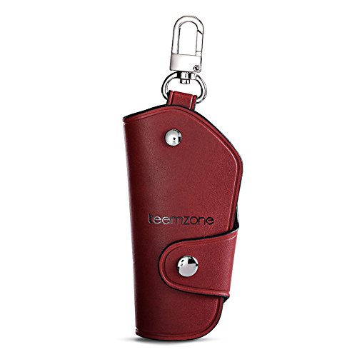 Teemzone Unisex Real Leather Key Bag Key Chain Case Car Key Holder (Burgundy)