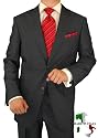 Gino Valentino Peak Lapel Ticket Pocket Suit Made in Italy Wool / Silk Mens Suit 150's Hand Made Two Button Canvas Front Jacket Modern Flat Front Low Rise Pants Custom Working Buttonholes Business Suit Charcoal Gray