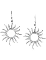 14K White Gold Diamond Sun Earrings - 0.75 Ct. -- LIFETIME WARRANTY
