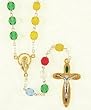 18" Gold Plated Rosary with 5mm Crystal Missionary Beads and Crucifix - MADE IN ITALY