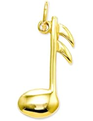 14K Yellow Gold Musical Note Charm Pendant Music