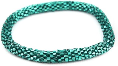 Solid Colors Nepal Bracelets Hand Made Roll On Glass Beaded Bracelet C