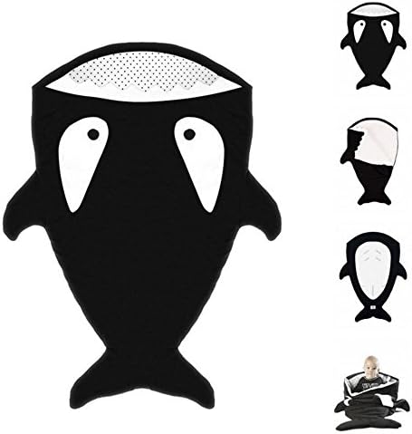 Infant Baby Cartoon Shark Sleeping Bag Winter Strollers Bed Swaddle Blanket Wrap Cute Bedding Sleeping Sack (black)