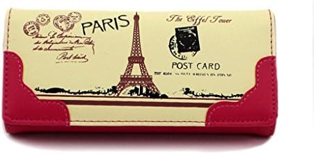 Fashion Eiffel Tower Printed Clutch Bag Card Coin Cash Holder Purse Wallet Hot Pink