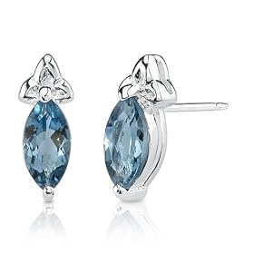 Buy 1.25 Carats Marquise Shape London Blue Topaz Earrings in Sterling Silver by Peora