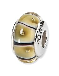 Sterling Silver Reflections Yellow Hand blown Glass Bead