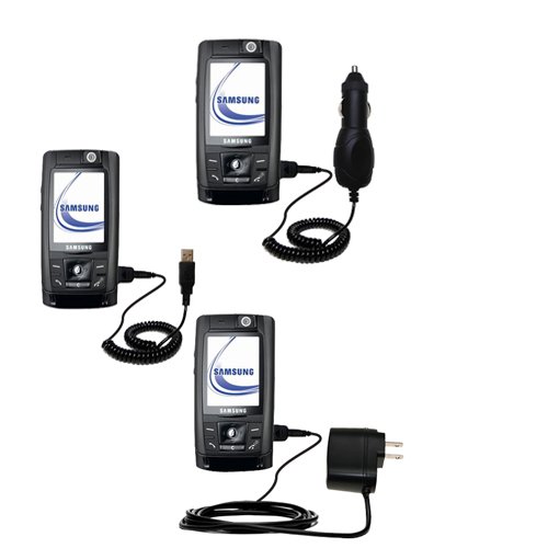 Deluxe Kit for the Samsung SGH-D820 includes a USB cable with Car and Wall Charger - Gomadic Brand w/ TipExchange Technology