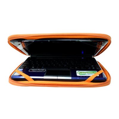 MSI Wind U100-432US CaseCrown Double Memory Foam Netbook Pouch (Orange Faux Suede)