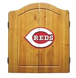 Cincinnati Reds Dart Board Cabinet & Bristle Dartboard Set
