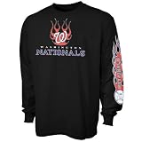 Washington Nationals Black Flaming Logo Long Sleeve T-shirt